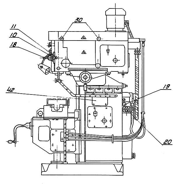 Розташування органів керування шпоночно-фрезерным верстатом 692Р